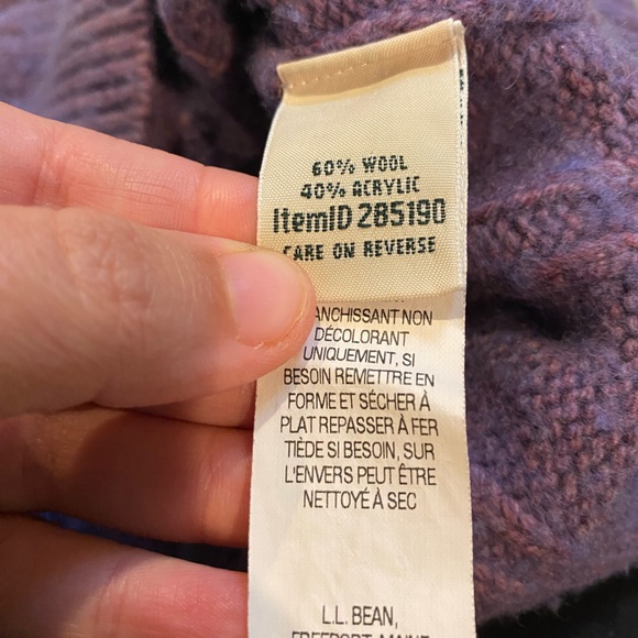 LL Bean Purple Waffle Cowl Turtleneck Wool Blend Pullover Tunic Sweater Medium - Picture 6 of 6